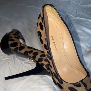 Charlotte Olympia Tan and Black Leopard Heels